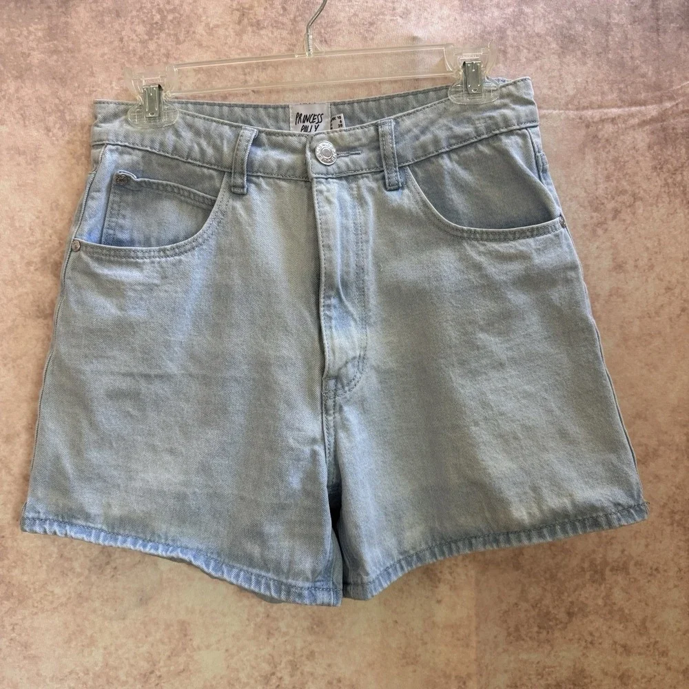 Princess Polly Denim Jean Shorts US Size 6 Light Wash High Waisted‎